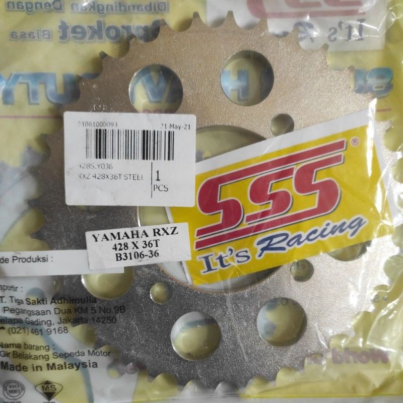 Gear Belakang SSS 428 28 30 31 32 33 34 35 36 37 38 39 40 RXZ RXKing Jupiter Vega MX FIZR-428-36