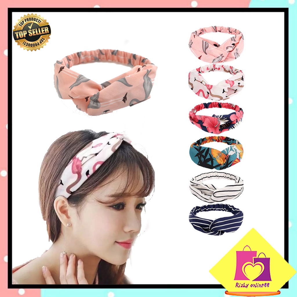 Rizkyonline88 headband bando bandana kain motif korea