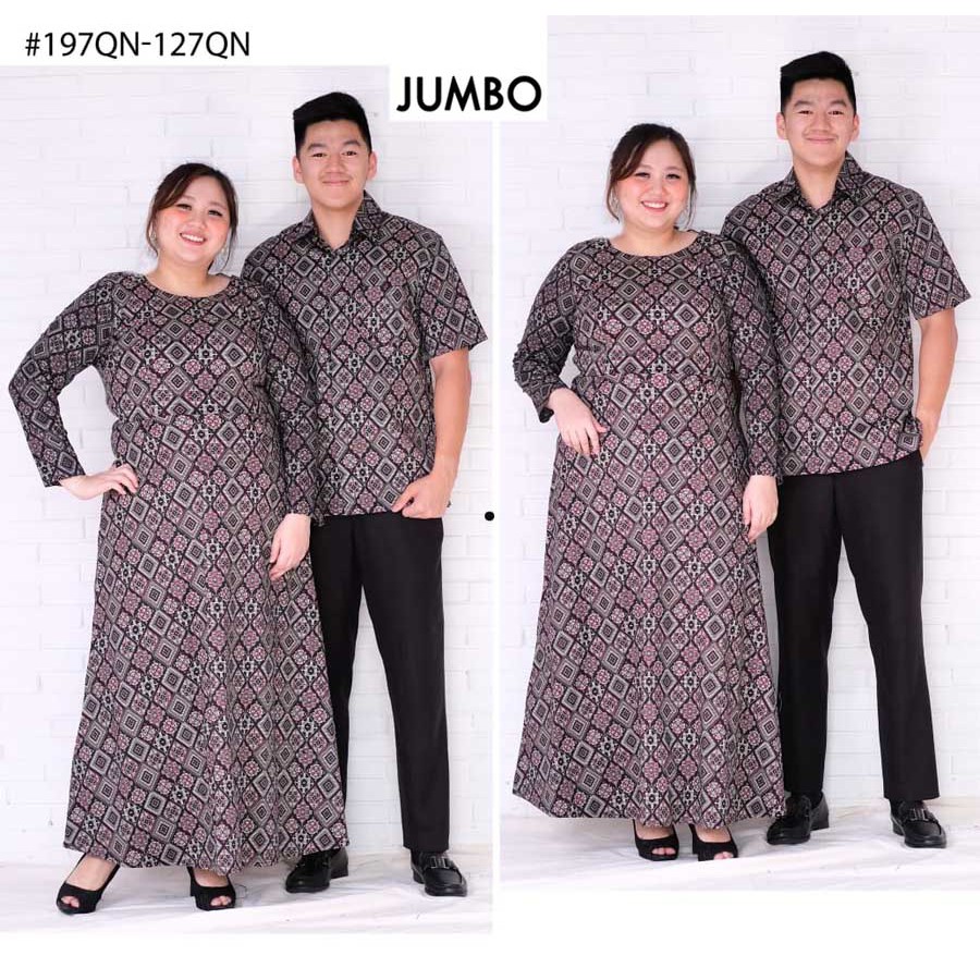 BIGCLO - (COD) Baju Couple Batik Jumbo Dress Wanita Bigsize dan Kemeja Pria Vol44