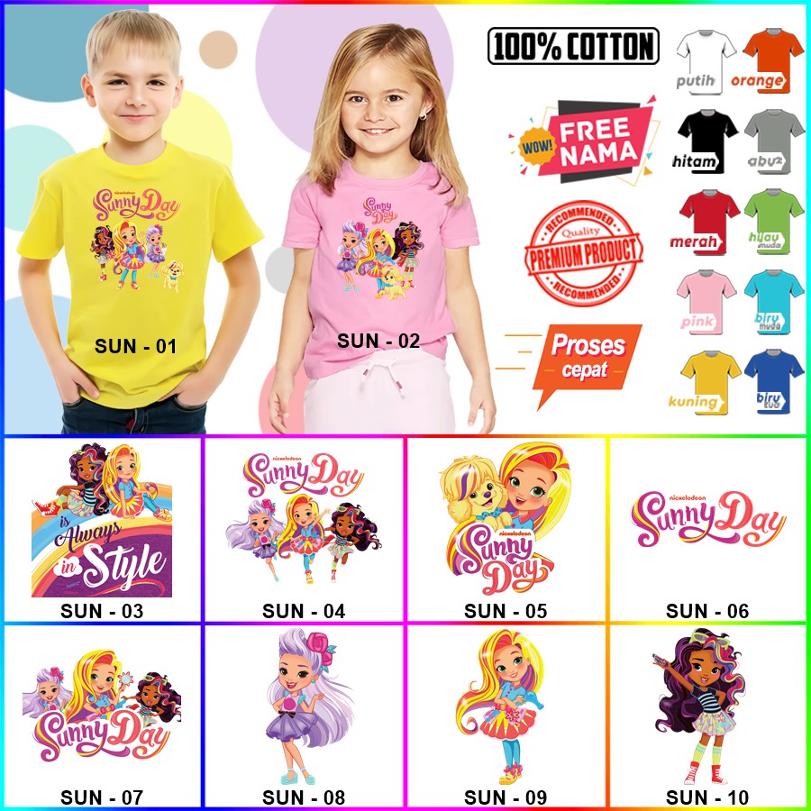 Baju Kaos ANAK DAN DEWASA SUNNY DAY COUPLE (FREE NAMA)