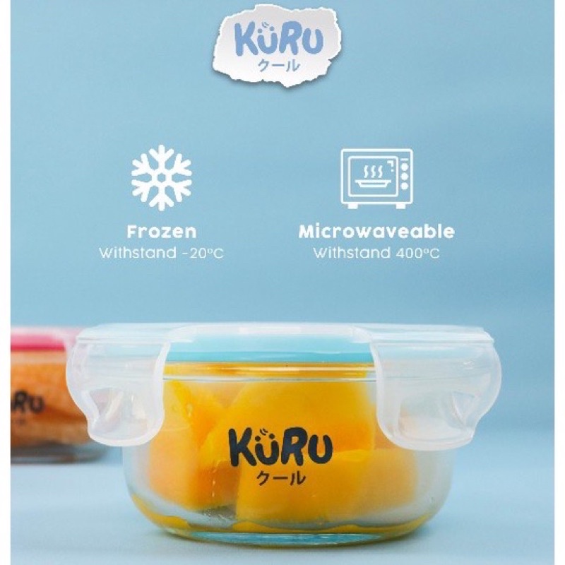 Kuru Baby Glass Food Container | Wadah Kaca Tempat Makan MPASI