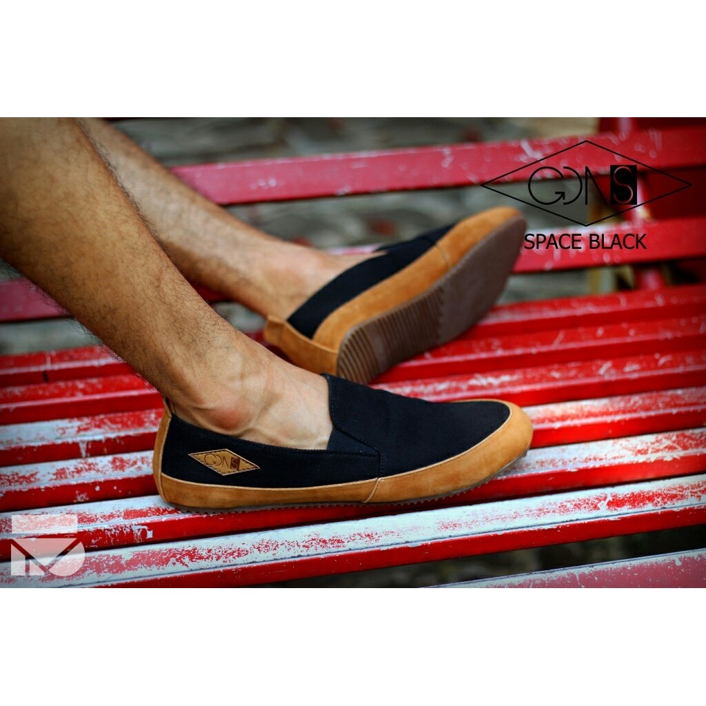 SPACE BLACK |FORIND x GDNS| Sepatu Slop Ori Casual Santai Kasual Laki Pria Cowok Slip On Footwear