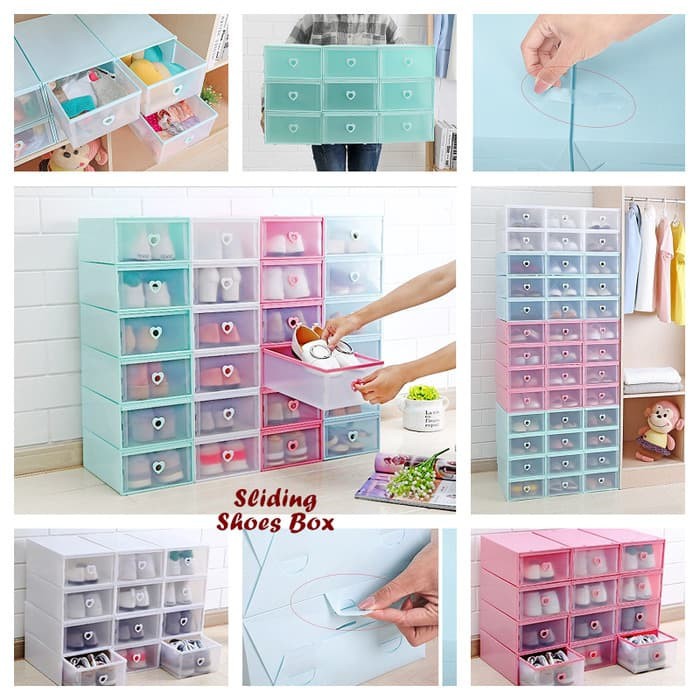 Kotak Penyimpanan Sepatu Plastik - Sliding Box Sandal Sepatu Plastikk