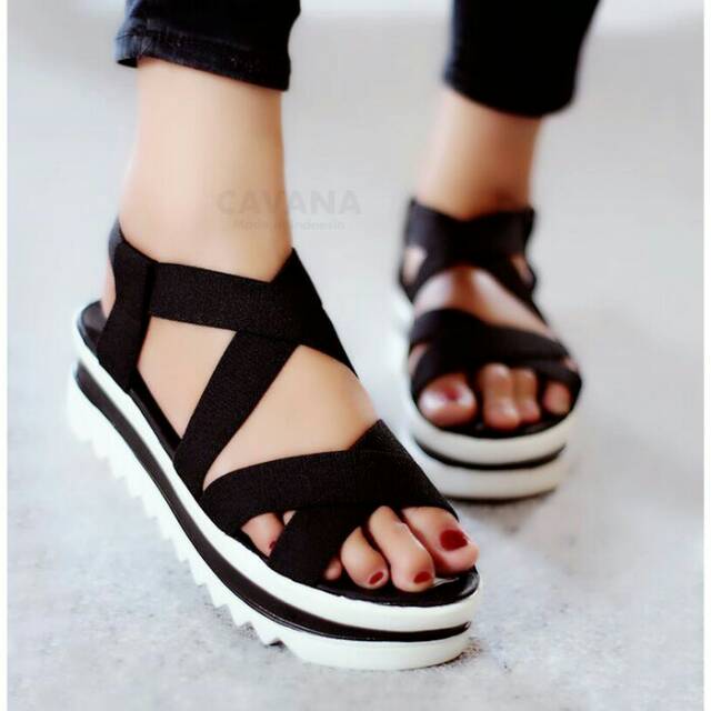 Sandal Wanita Wedges Karet CAVANA