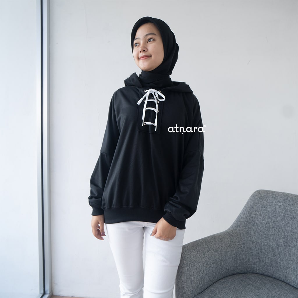 Nara Grosir - Cross Rope Hodie l Sweater Polos l Sweater Wanita Terbaru