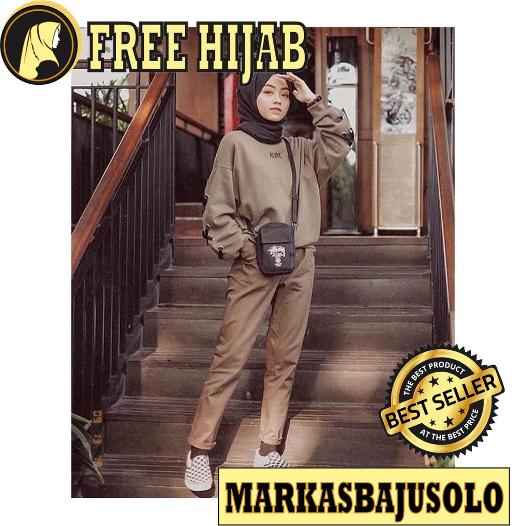 AMERICAN DRILL BAGGY PANTS CELANA / CELANA BAGGY PANTS PANT  WANITA JUMBO JEANS KOTAK