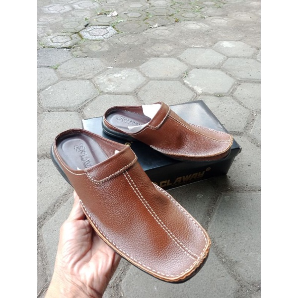 sepatu bustong kulit asli selop pria original murah berkualitas model terbaru casual kekinian tready