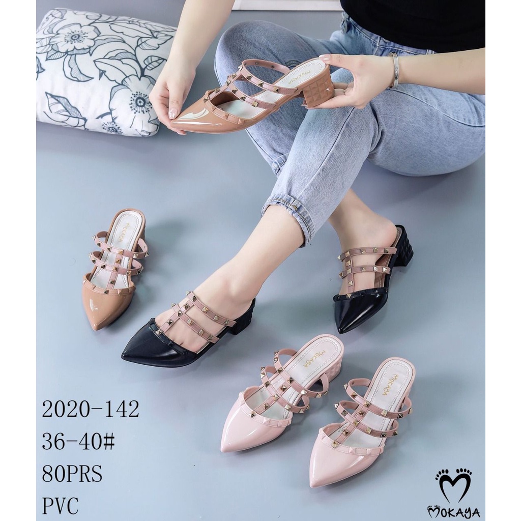 Sepatu Sandal Slop Fuji Jelly Hak Wanita Vltno Cantik Mewah Elegant Import Mokaya / Size 36-40 (L670-011/2011-b31)