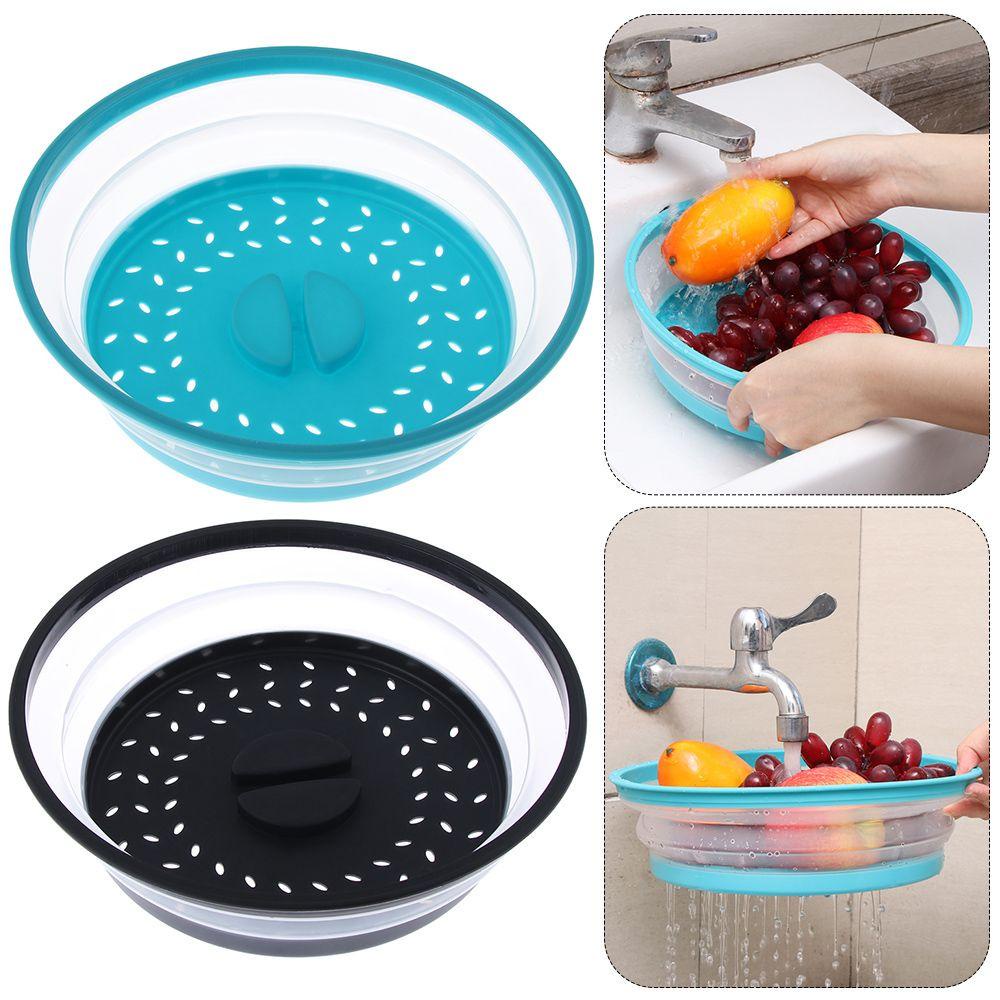 TOP Collapsible Microwave Cover Tutup Saringan Buah Sayur Praktis Anti Puter Splatter Screens