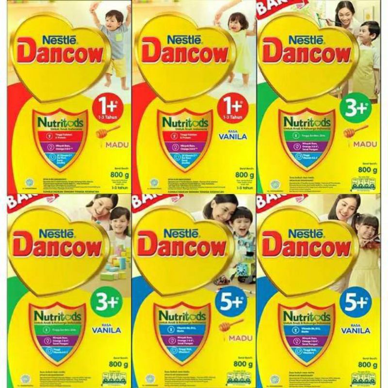 

Dancow 1+ 3+ 5+ rasa madu dan vanilla kemasan 750gr dan 1kg