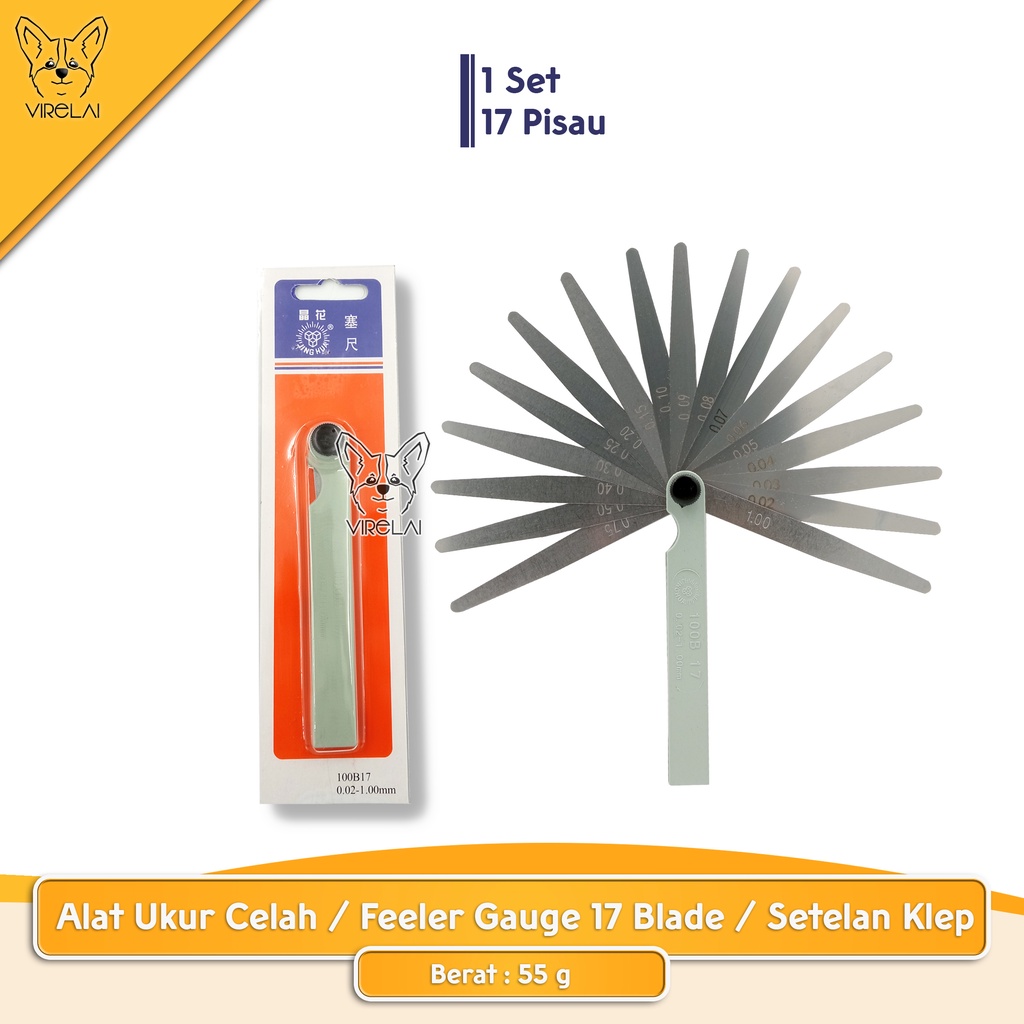New Alat Ukur Celah / Feeler Gauge 17 Blade / Feeler Puller / Setelan Klep