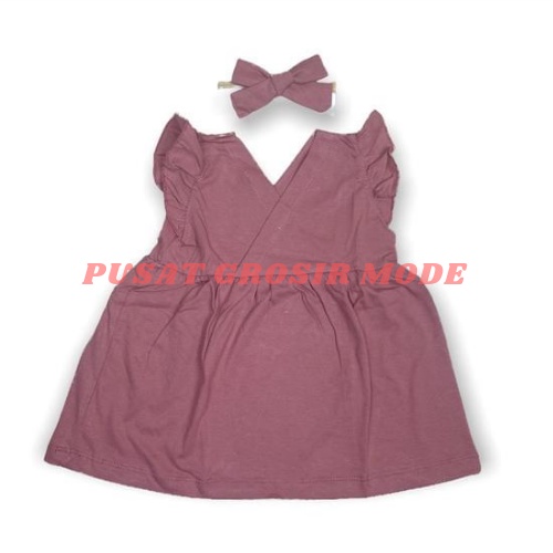 Dress Bayi Anak Katun Dress Anak BONUS Pita Bando newborn 0 - 12 bulan PGM DS02