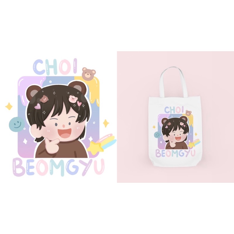 Tote Bag Cute dan Bergambar Karakter Member Korean Idol/TxT/Kpop