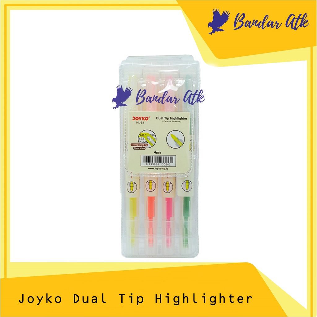 

JOYKO Dual Tip Highlighter Penanda Berwarna HL-53 4 WARNA [1 SET]