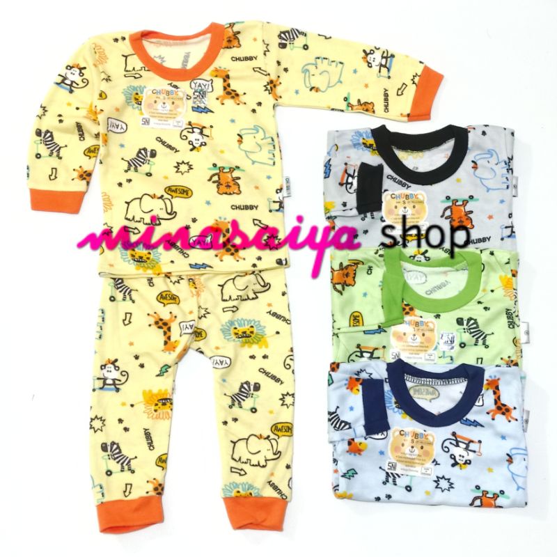 CHUBBY Setelan Bayi Lengan Panjang Piyama Bayi Print Warna Uk. S - XL