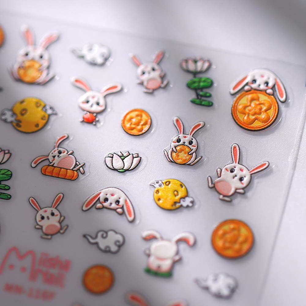 Mxbeauty Stiker Kuku Kartun Fashion Kelinci Hewan Anjing Dekorasi Nail Art