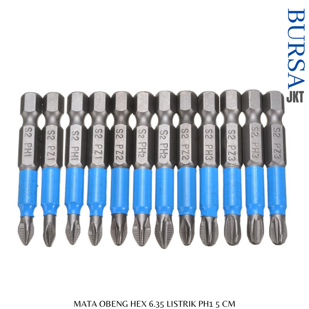 MATA OBENG HEX 6.35 PH1 5 CM MAGNETIC SCREWDRIVER BIT ANTI SLIP SET ISI 10 PC