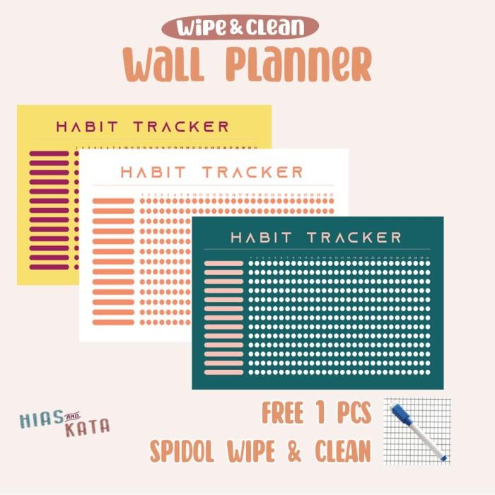 Book Habit Tracker Planner Board Planner Dinding Tempel Monthly Tracker A3