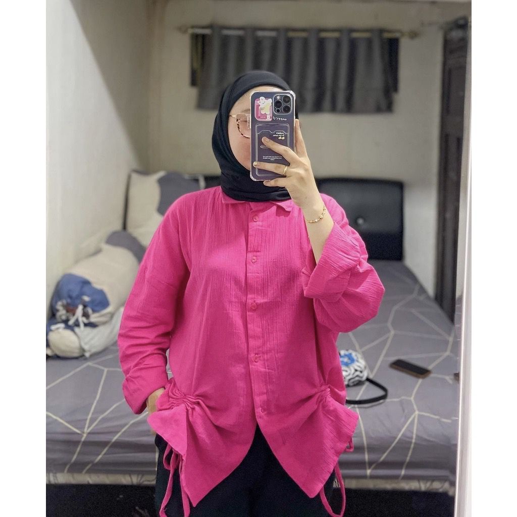 1KG MUAT 5PCS | NABILA BLOUSE COTTON KERUT DEPAN FULL KANCING HITS OOTD SELEBGRAM FASHION GROSIR