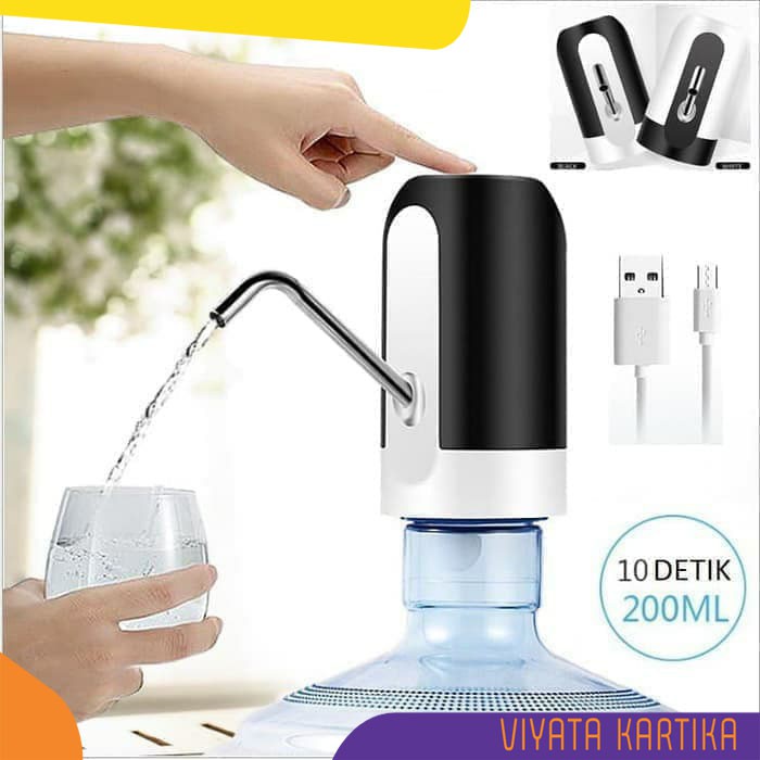 Pompa galon elektrik dispenser air elektrik LED recharger USB batre cas penghisapair