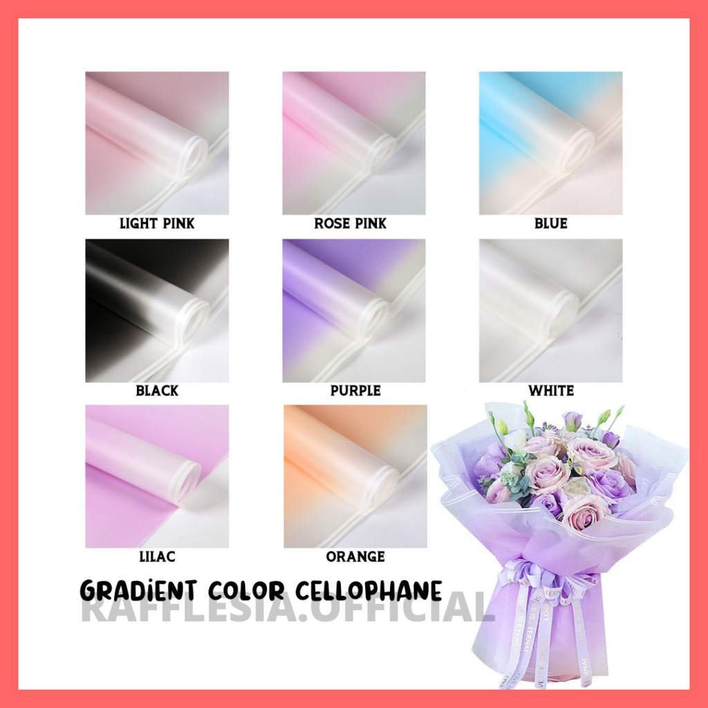 

[5 LEMBAR] Flower Wrapping Bi Color Cellophane 60X60Cm Waterproof Kertas Bunga Gradient