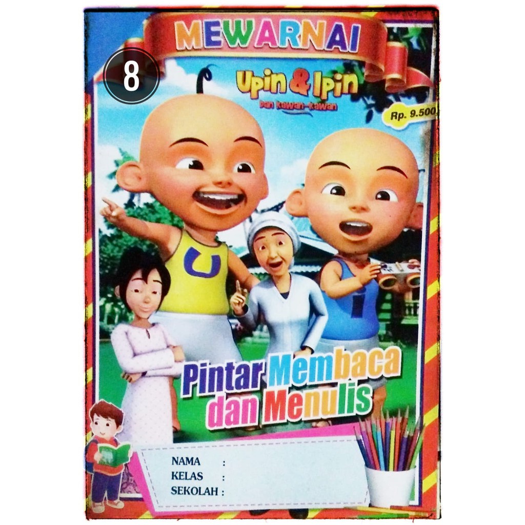 mewarna gambar upin ipin membaca