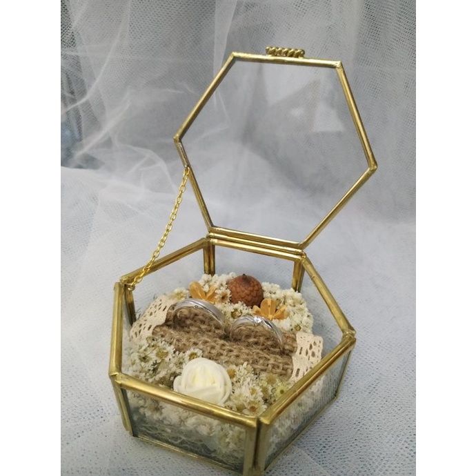 

AKSESORIS PERNIKAHAN RING BOX HEXAGON DATAR TERRARIUM WEDDING RUSTIC PERLENGKAPAN PESTA CRAFT