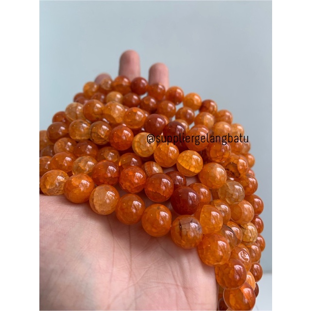 bahan carnelian orange muda serat 12mm oren aksesoris gelang kalung bahan craft kerajinan tangan batu alam asli natural bali etnik vitage