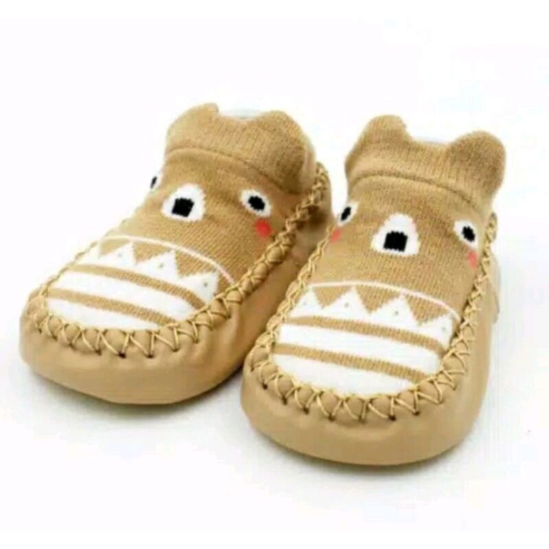 Sepatu anak bayi - baby prewalker shoes socks anti slip kaos kaki-Coklat