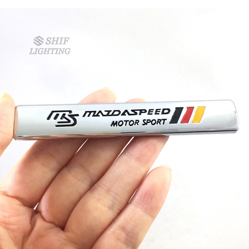 1Pc Stiker Emblem Fender Mobil Mazda MS Logo Mazda Bahan Metal untuk Mazda