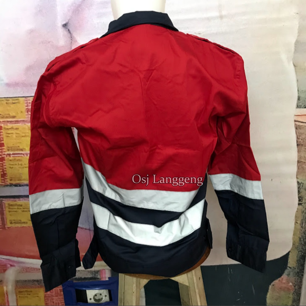 Baju Safety Atasan Kombinasi Merah Navy / Baju Safety Kombinasi Murah