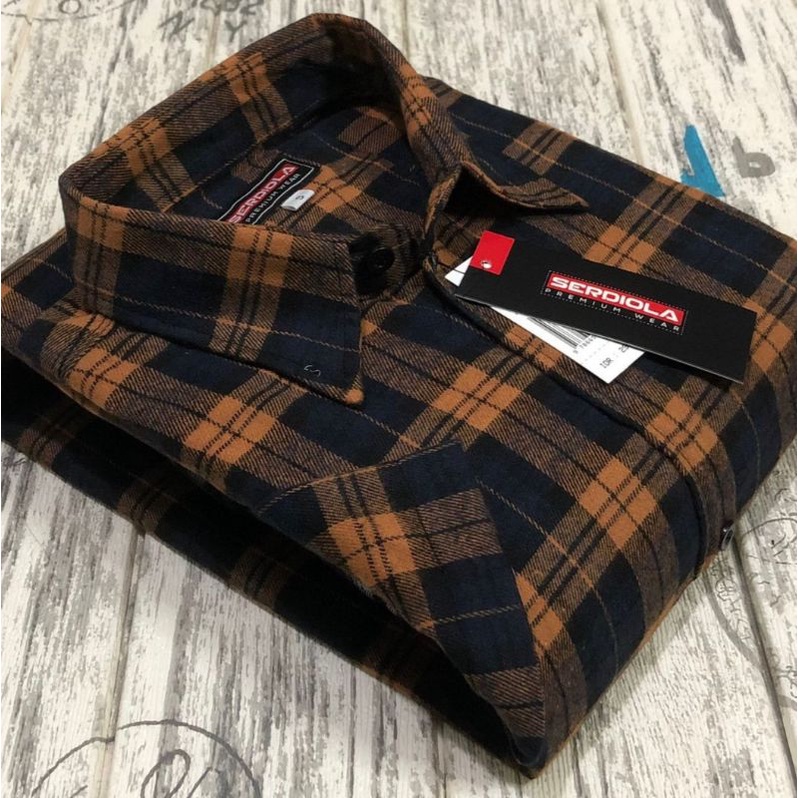 Kemeja flanel formal/casual super jumbo size 5XL-6XL lengan pendek original SERDIOLA