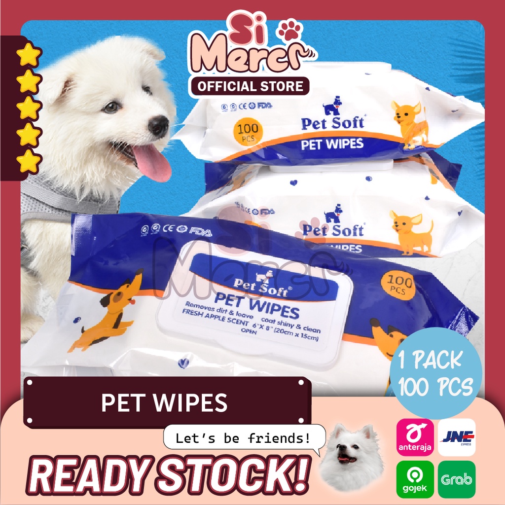 Pet Soft Pet Wipes Tissue Basah Hewan - Tisu Basah Kucing Anjing | Tissue Basah Anjing Kucing
