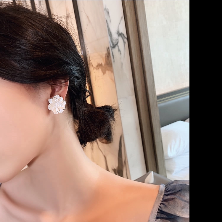 Anting Bunga Putih Temperamen Manis Untuk Wanita Aksesoris Telinga Korea