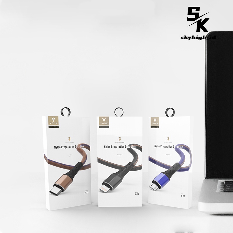 【CB009】Skyhigh Original Kabel Data V23 LED Fast Charging USB LIGHTNING/ TYPE C Kabel CABLE Lightning Fast Charger Ori