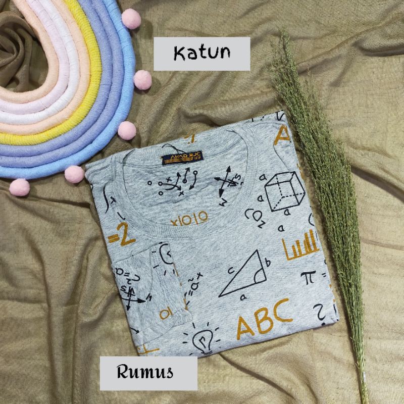 Hollysstuff - Kaos Lengan Panjang Bahan Katun Motif Rumus Matematika
