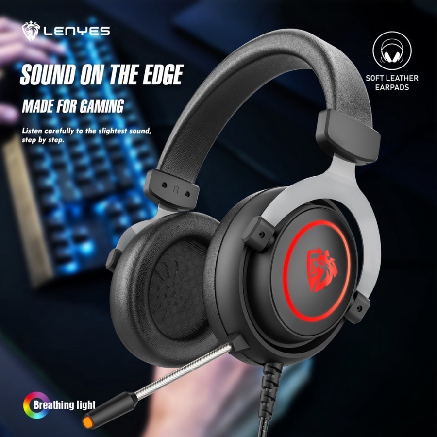 JG HEADSET GAMING LENYES GH55 BREATHING LIGHT DEEP BASS HEADPHONE GH-55