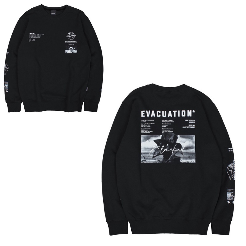 SWEATER ROUGHNECK BASIS CREWNEK PRIA WANITA TERBARU BLACK EDITION / SWEATER ROUGNEK