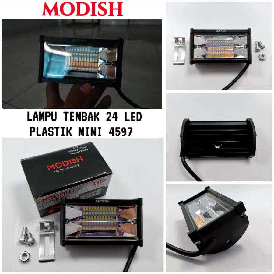 Lampu Tembak LED 24 Mata 2 Warna Putih Dan Kuning 3 Mode Lamp Strobo Kaca