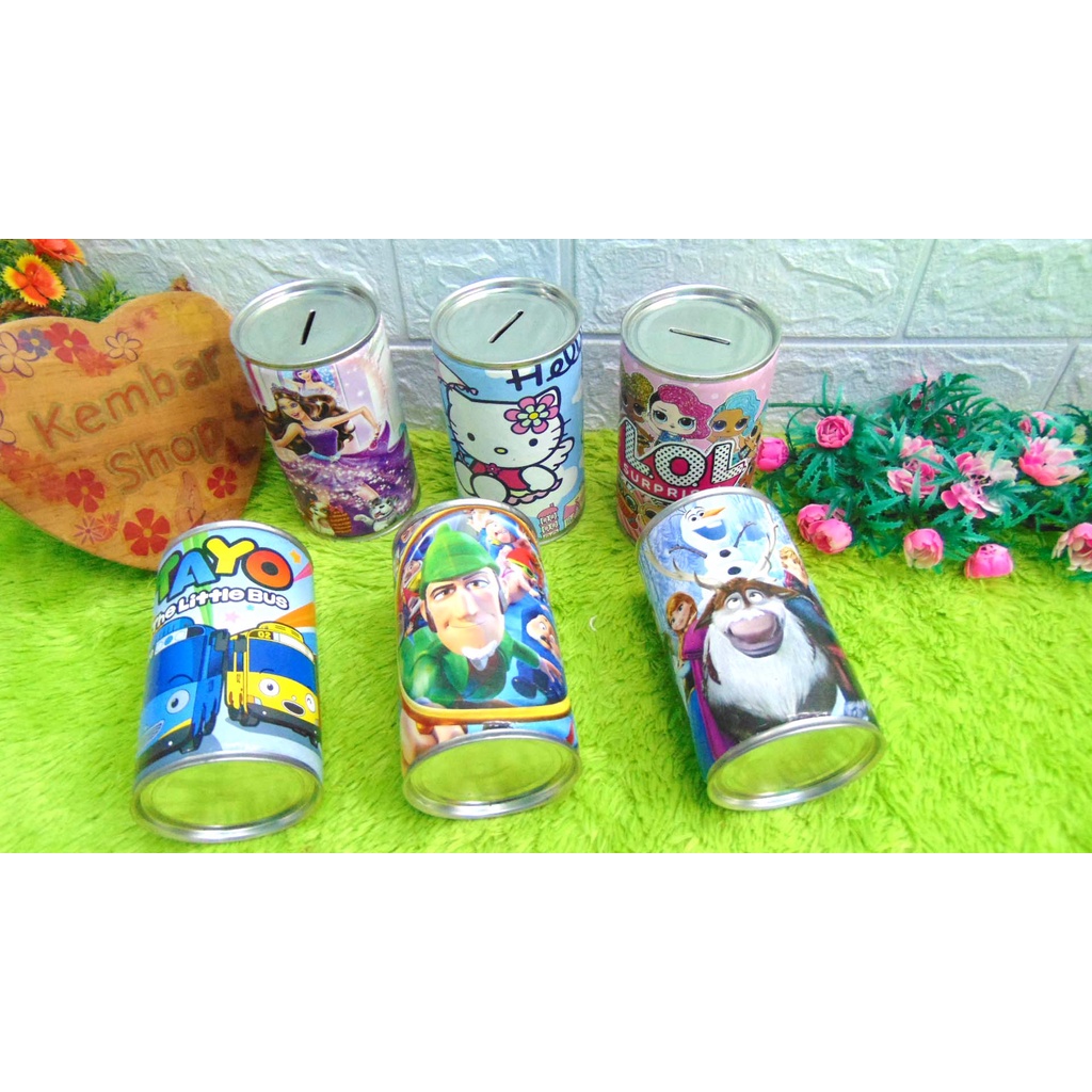 CEL-KAR Celengan Anak Karakter Tayo Hello Kitty Frozen Spiderman Motif Random