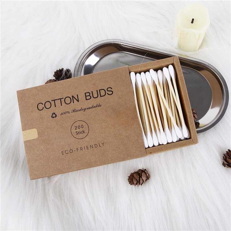 Korek Kuping Cotton Buds Bambu Pembersih Telinga Korek Kuping Bambu Pembersih Telinga 200PCS