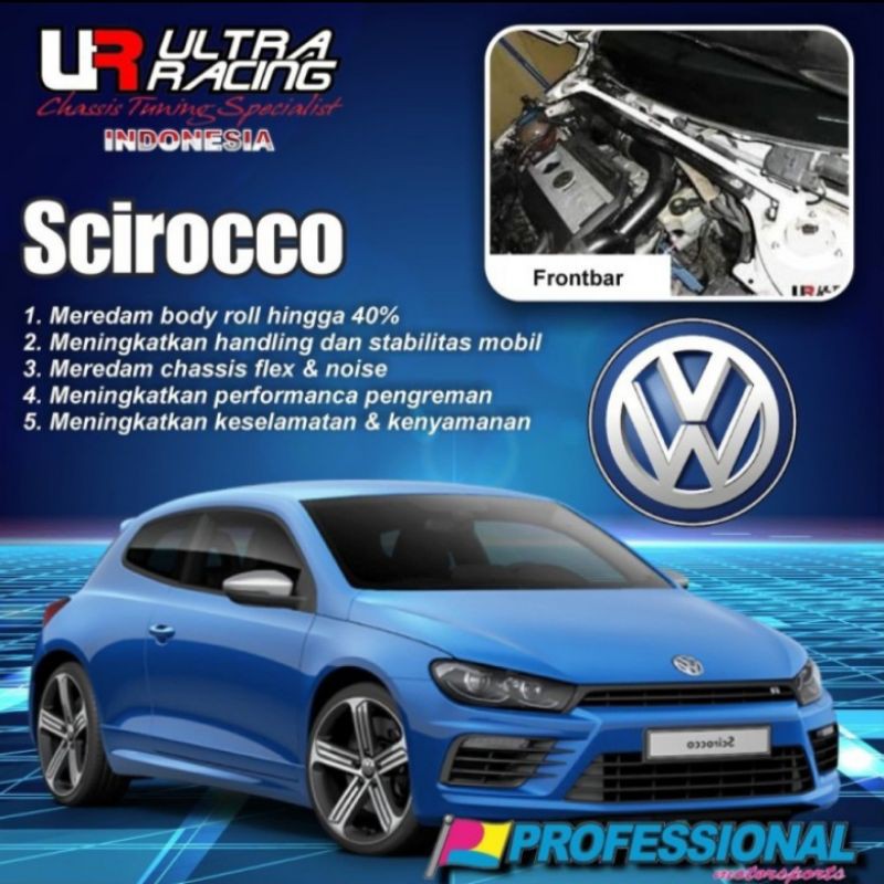 Aksesoris Variasi ULTRA RACING Frontbar Strutbar VW Golf Mk6 Scirocco