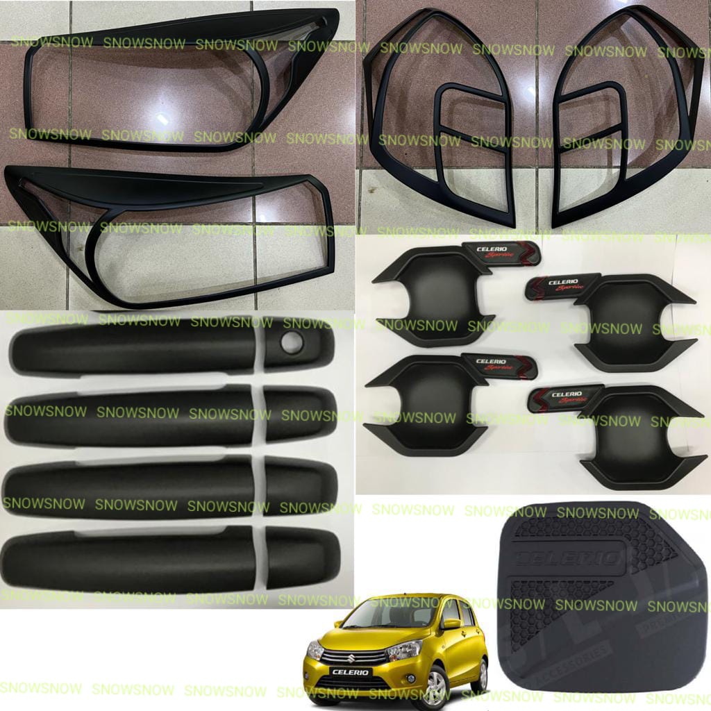 Paket Garnish Depan Belakang Outer Handle Tank Cover Celerio Hitam Chrome