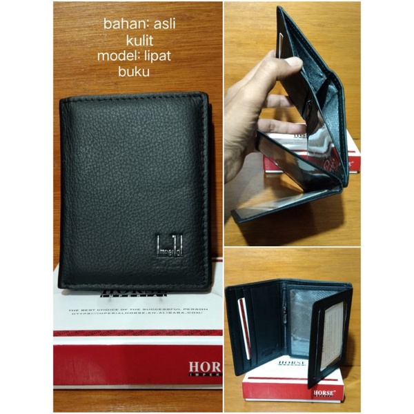 Dompet asli kulit model lipat buku Imperial Horse asli