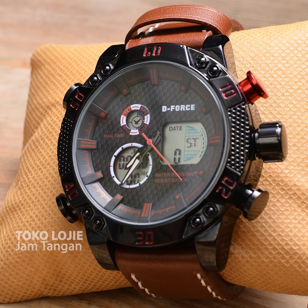 Jam Tangan Tali Pria DUAL TIME DFORCE Original Bergaransi  Model 1504  Casual Keren