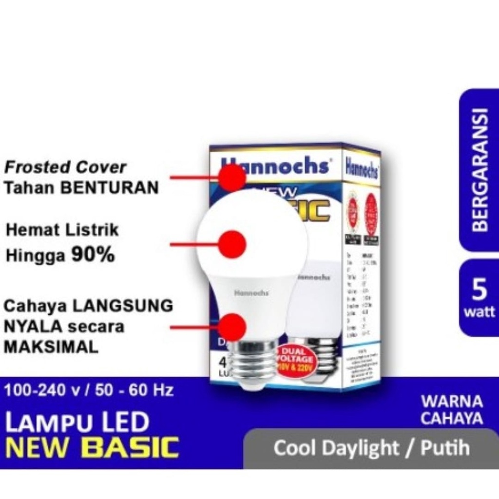 Lampu LED Basic Hannochs 5 watt - BERGARANSI