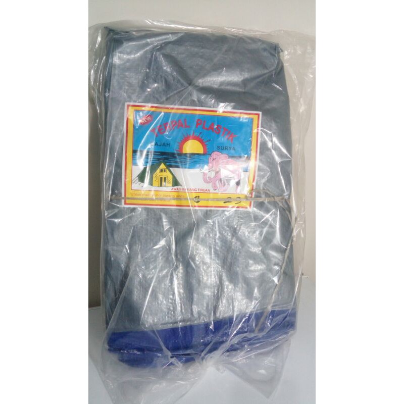 Terpal plastik ukuran 3 x 4 biru silver A3