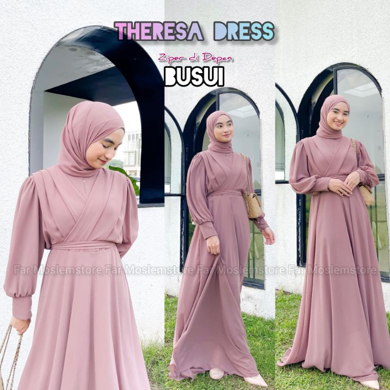 THERESSA DRESS ORI CERUTY PREMIUM FULL FURRING/GAUDY MAXY/GAMIS MUSLIM WANITA TERLARIS/GAMIS BUSUI/FAR MOSLEMSTORE