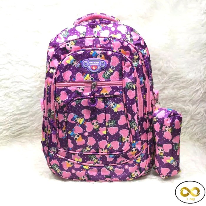 TAS RANSEL SEKOLAH SD SMP ANAK PEREMPUAN /POLO SUPER - LOL Ungu