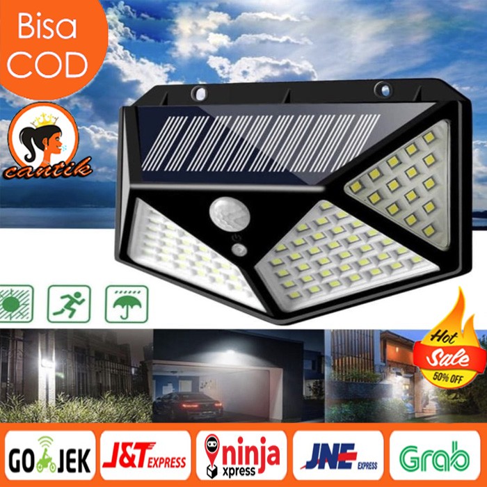 Lampu Taman 100 Led Solar Cell Sensor Gerak Motioon / Lampu Outdoor 100 LED Solarcell Tenaga Surya